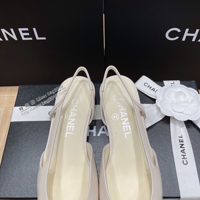 Chanel專櫃經典款女士涼鞋 香奈兒時尚sling back涼鞋平跟鞋6.5cm中跟鞋 dx2571